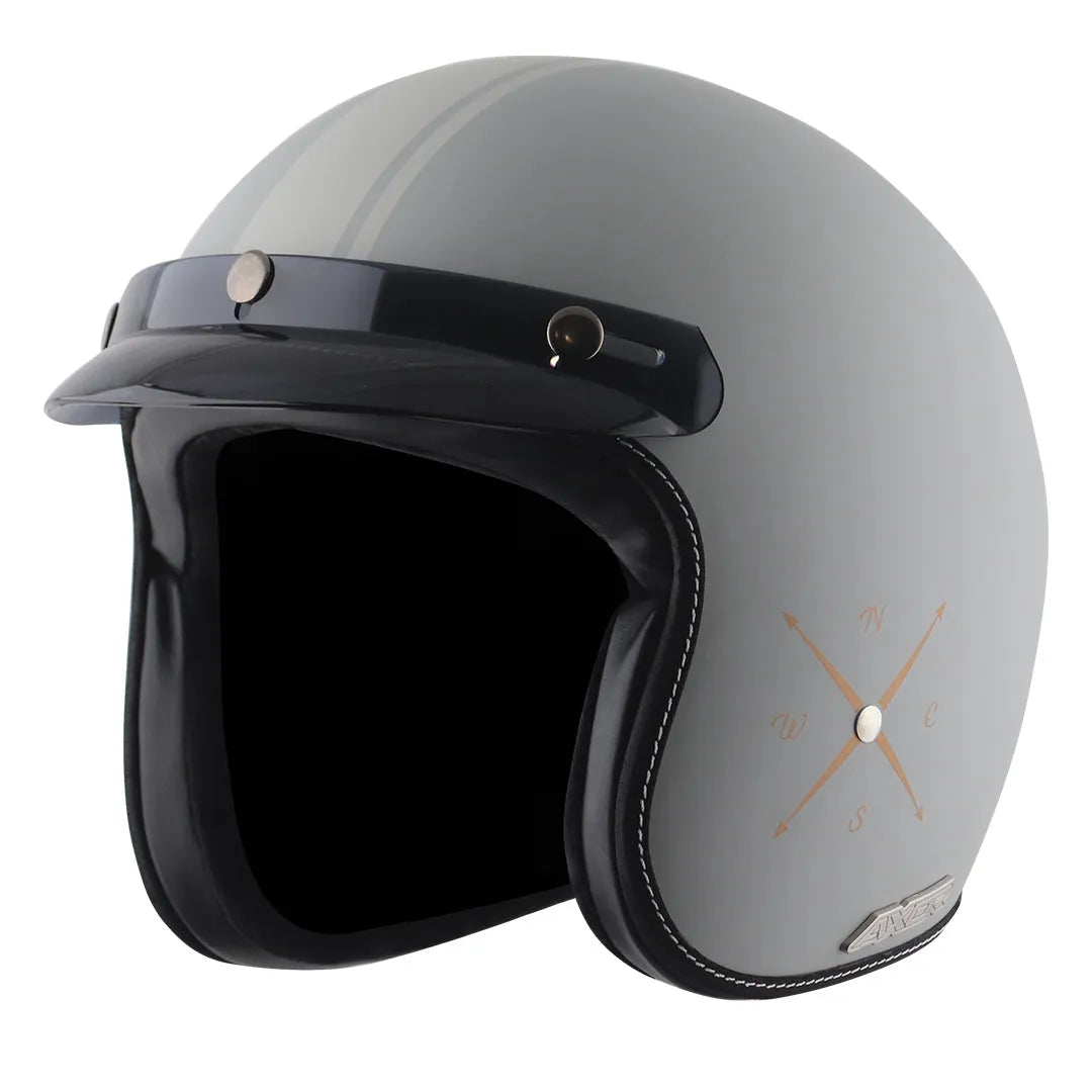 AXOR Retro Jet Euro Globe Dull Cool Grey Half Face Helmet