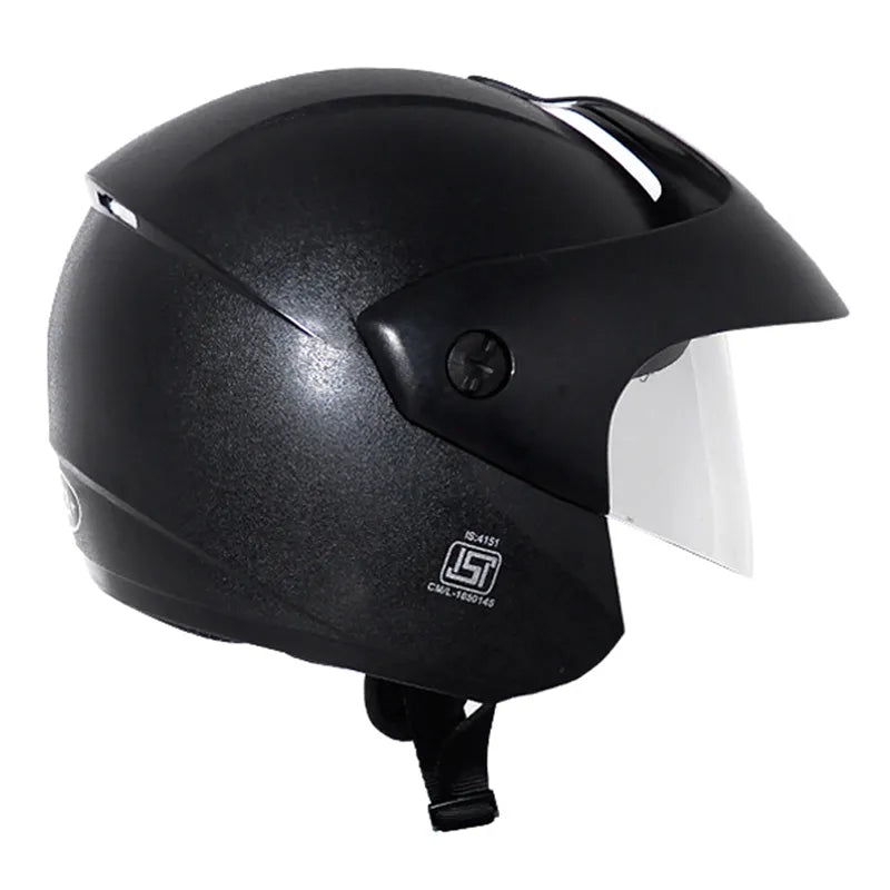 VEGA Ridge With Peak Black Half Face Helmet