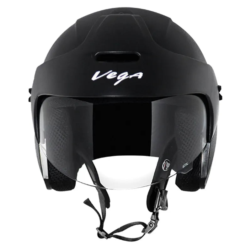 VEGA Ridge With Peak Black Half Face Helmet