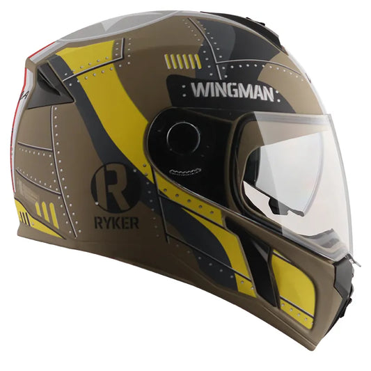 VEGA Ryker Wingman Dull Desert Storm Neon Yellow Full Face Helmet