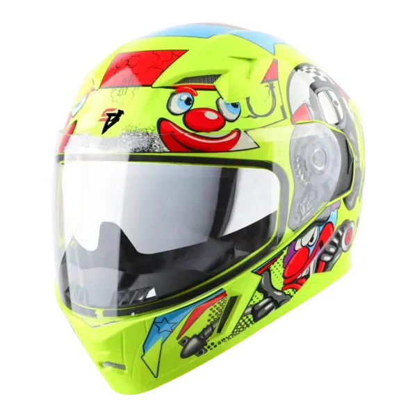 STEELBIRD Sba 21 Comic Fluo Glossy Neon Full Face Helmet