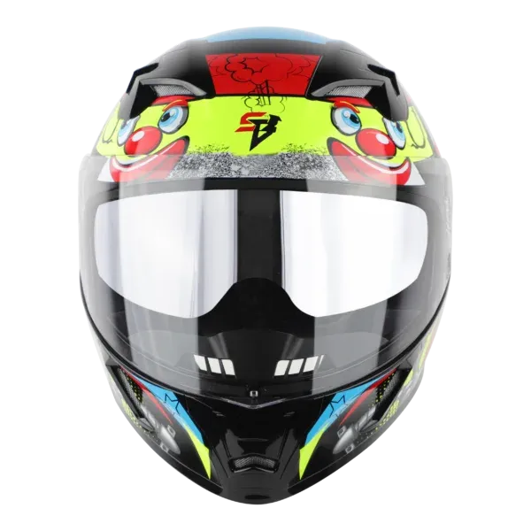 STEELBIRD Sba 21 Comic Glossy Black Neon Clear Visor Full Face Helmet