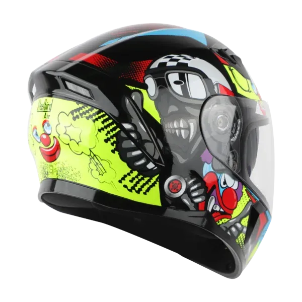 STEELBIRD Sba 21 Comic Glossy Black Neon Clear Visor Full Face Helmet