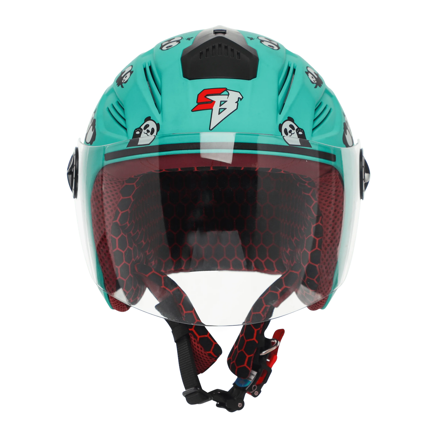 STEELBIRD Sba 6 Panda Caribbean Green 560Mm Half Face Helmet