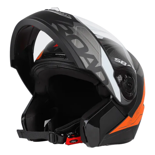 STEELBIRD Sba 7 Iss Road Glossy Black Orange Full Face Helmet