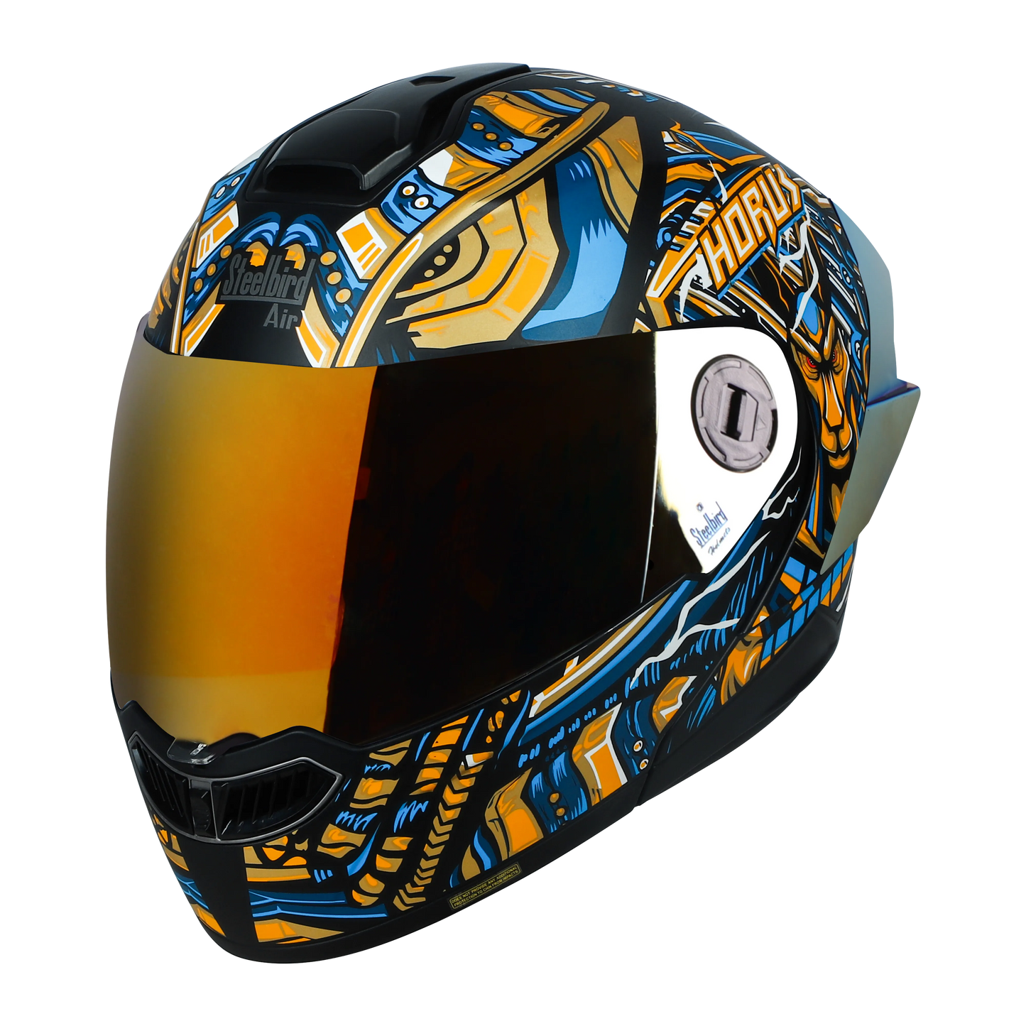 STEELBIRD Sba 8 Horus Black Gold Flip Up Helmet