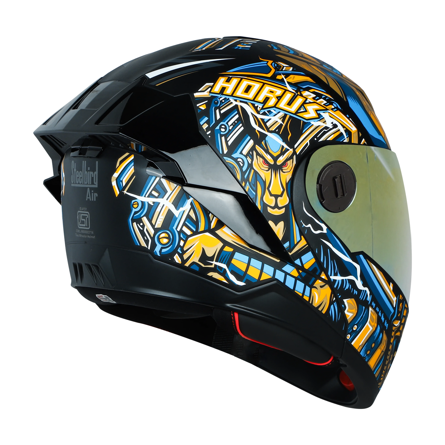 STEELBIRD Sba 8 Horus Black Gold Flip Up Helmet