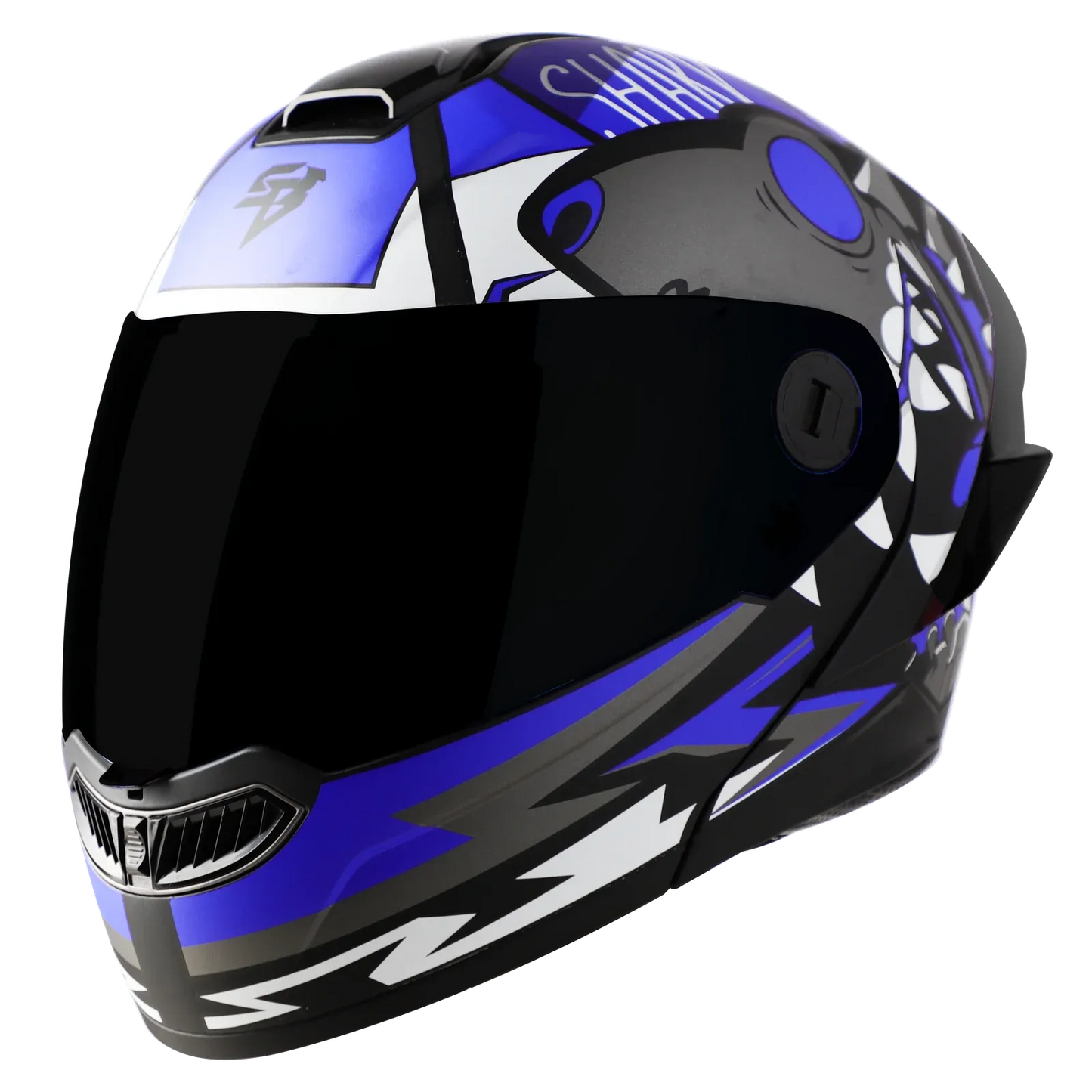 STEELBIRD Sba 8 Sharky Black Blue Flip Up Helmet