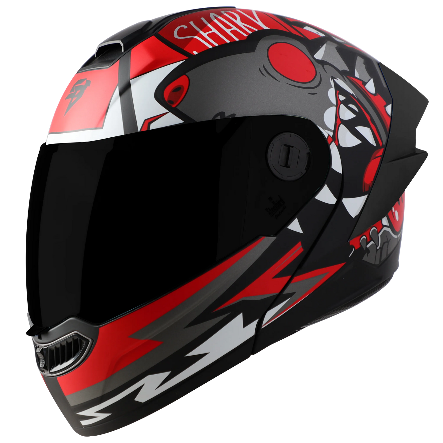 STEELBIRD Sba 8 Sharky Black Red Flip Up Helmet