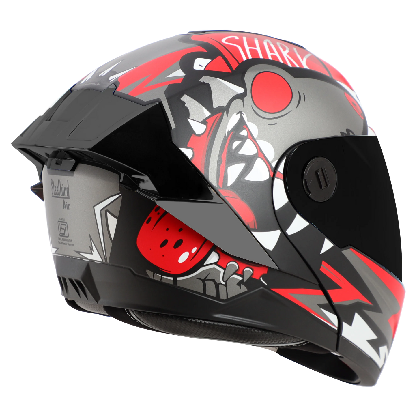 STEELBIRD Sba 8 Sharky Black Red Flip Up Helmet