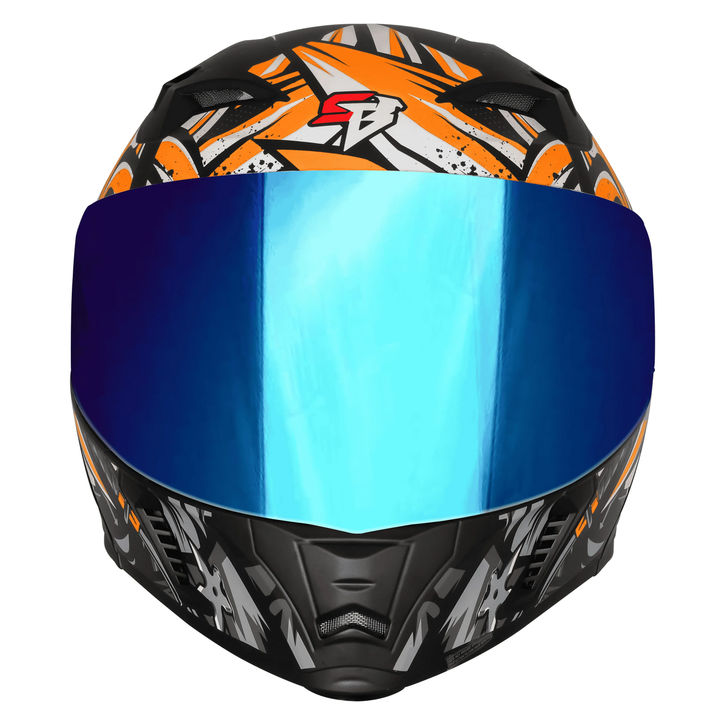 STEELBIRD Sba20 Dark Warrior Black Orange White Flip Up Helmet