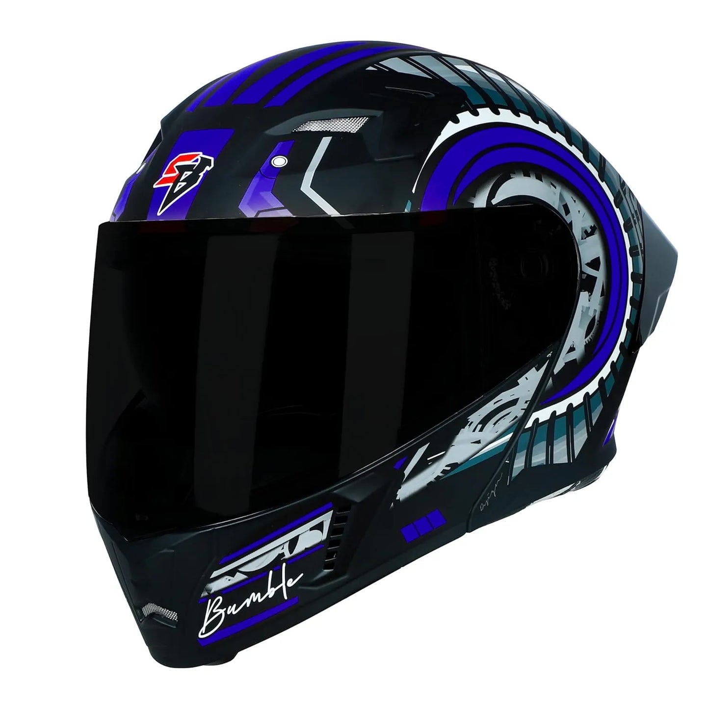 STEELBIRD Sba 20 Bumble Black Blue Full Face Helmet