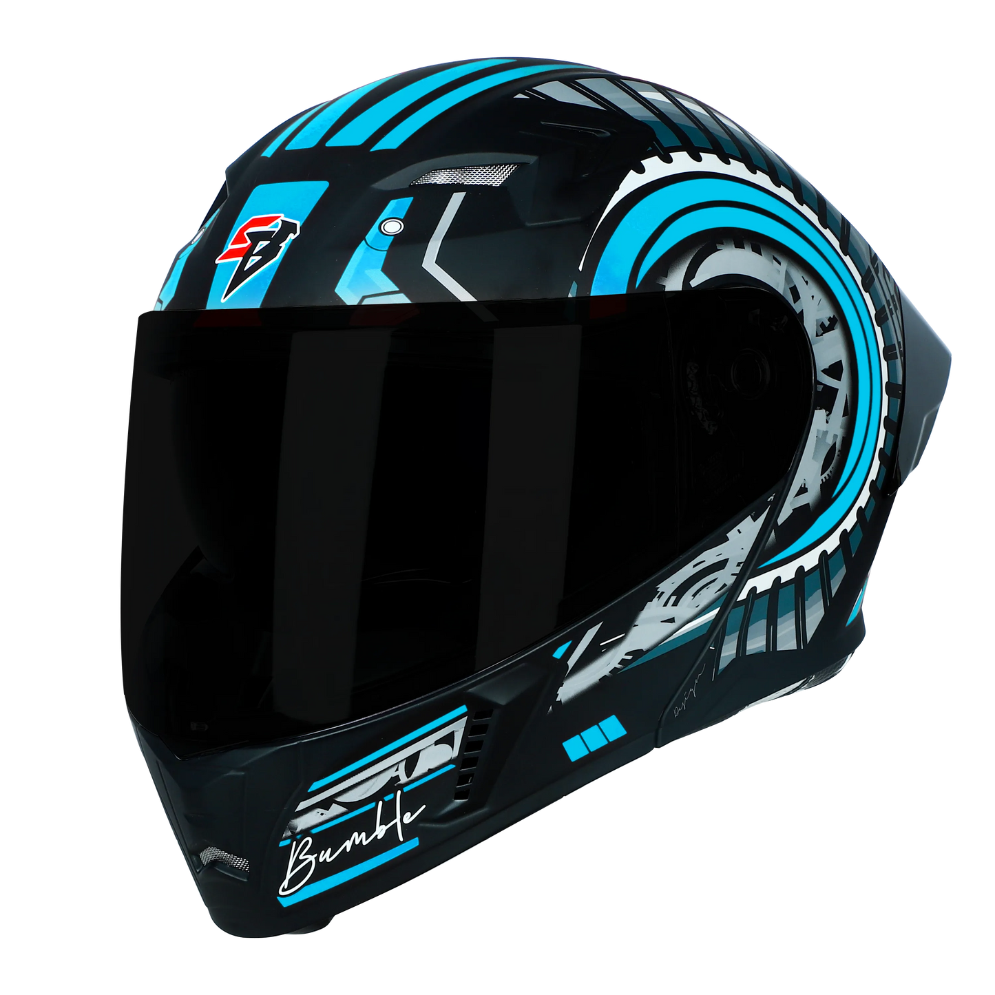 STEELBIRD Sba 20 Bumble Matt Jazz Blue Full Face Helmet