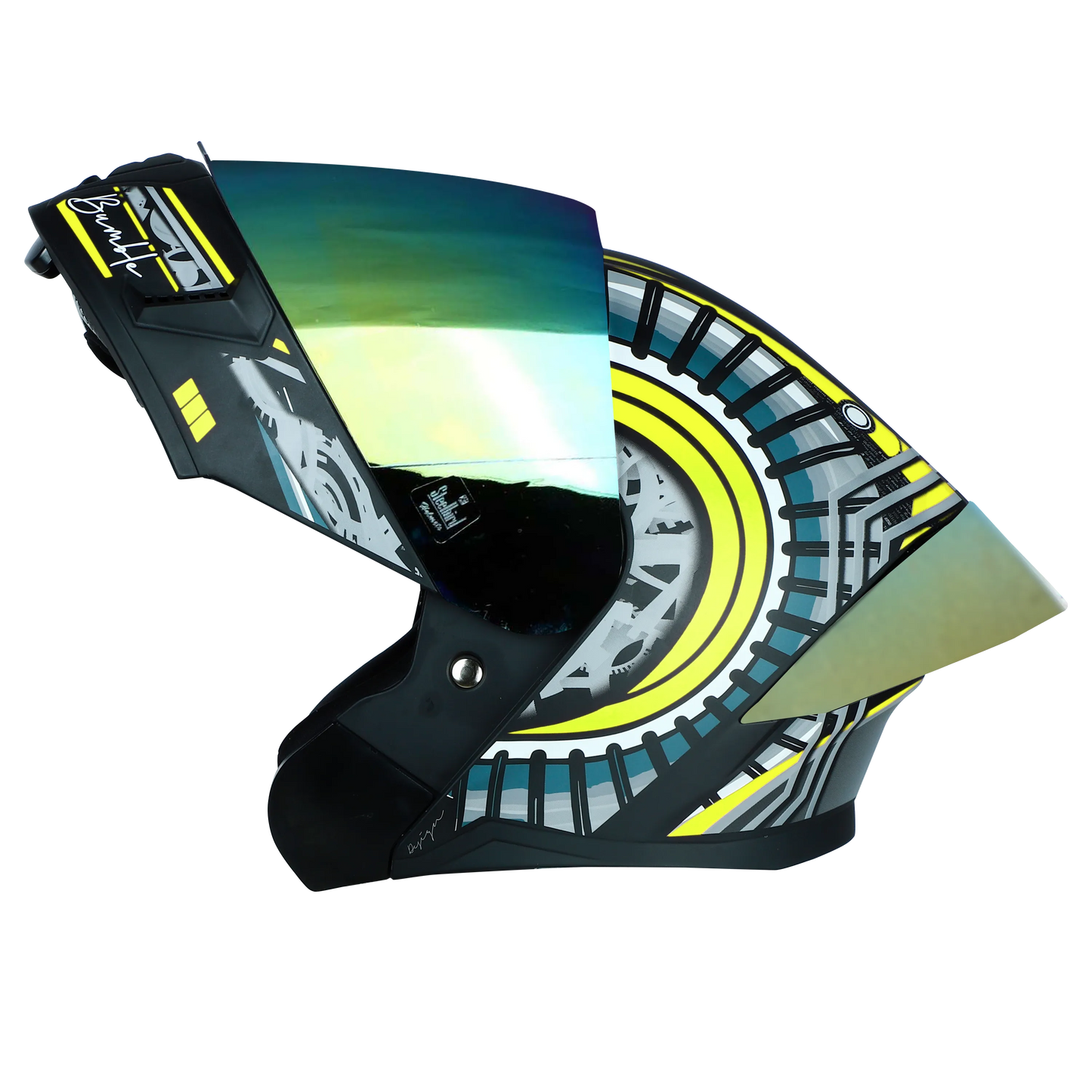 STEELBIRD Sba 20 Bumble Matt Neon Flip Up Helmet