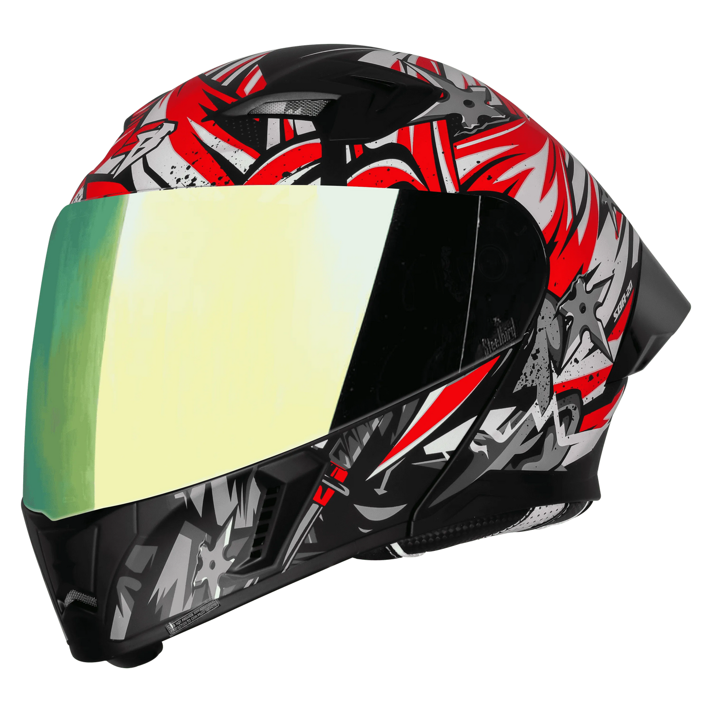 STEELBIRD Sba 20 Dark Warrior Black Red White Full Face Helmet