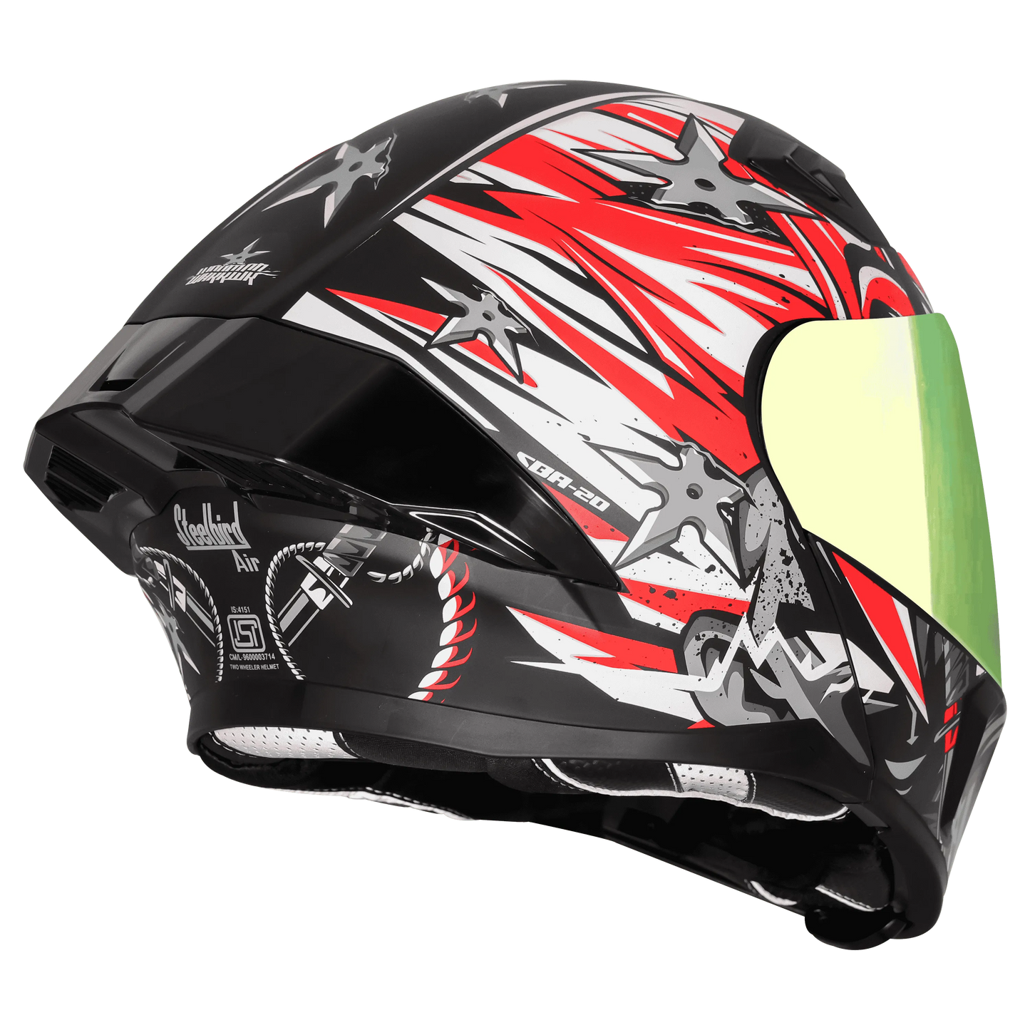 STEELBIRD Sba 20 Dark Warrior Black Red White Full Face Helmet