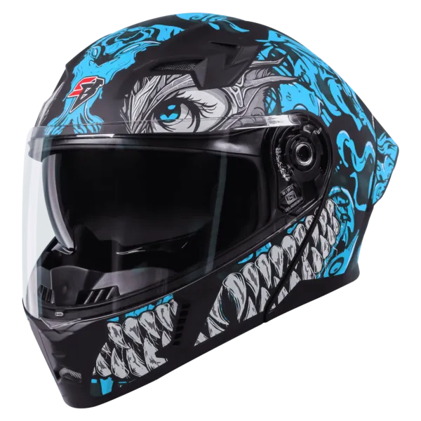 STEELBIRD Sba 20 Draco Black Jazz Blue Full Face Helmet
