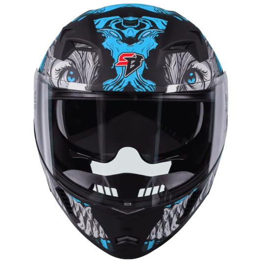 STEELBIRD Sba 20 Draco Black Jazz Blue Full Face Helmet