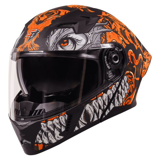 STEELBIRD Sba 20 Draco Black Orange Full Face Helmet
