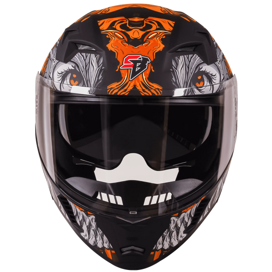 STEELBIRD Sba 20 Draco Black Orange Full Face Helmet