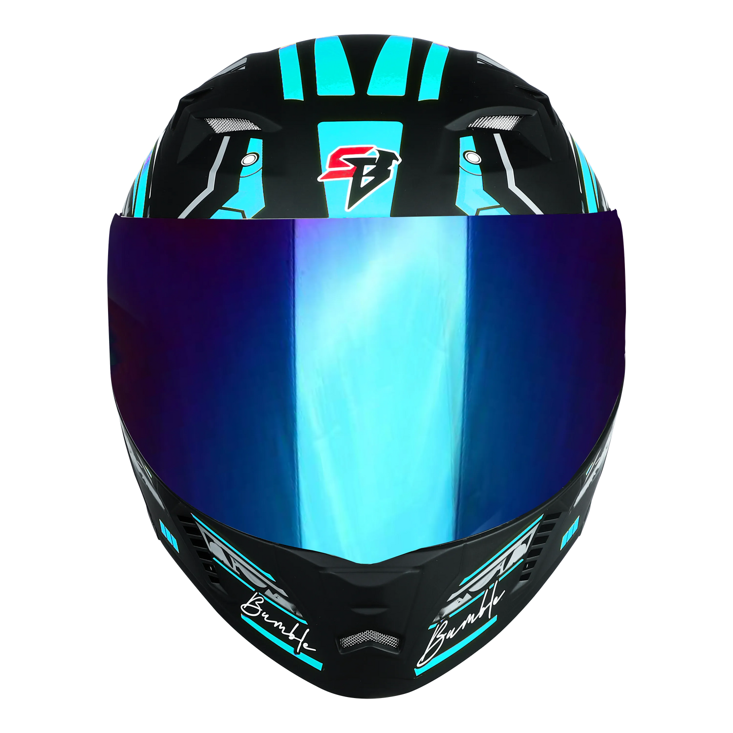 STEELBIRD Sba 20 Iss Bumble Glossy Black Jazz Blue Full Face Helmet