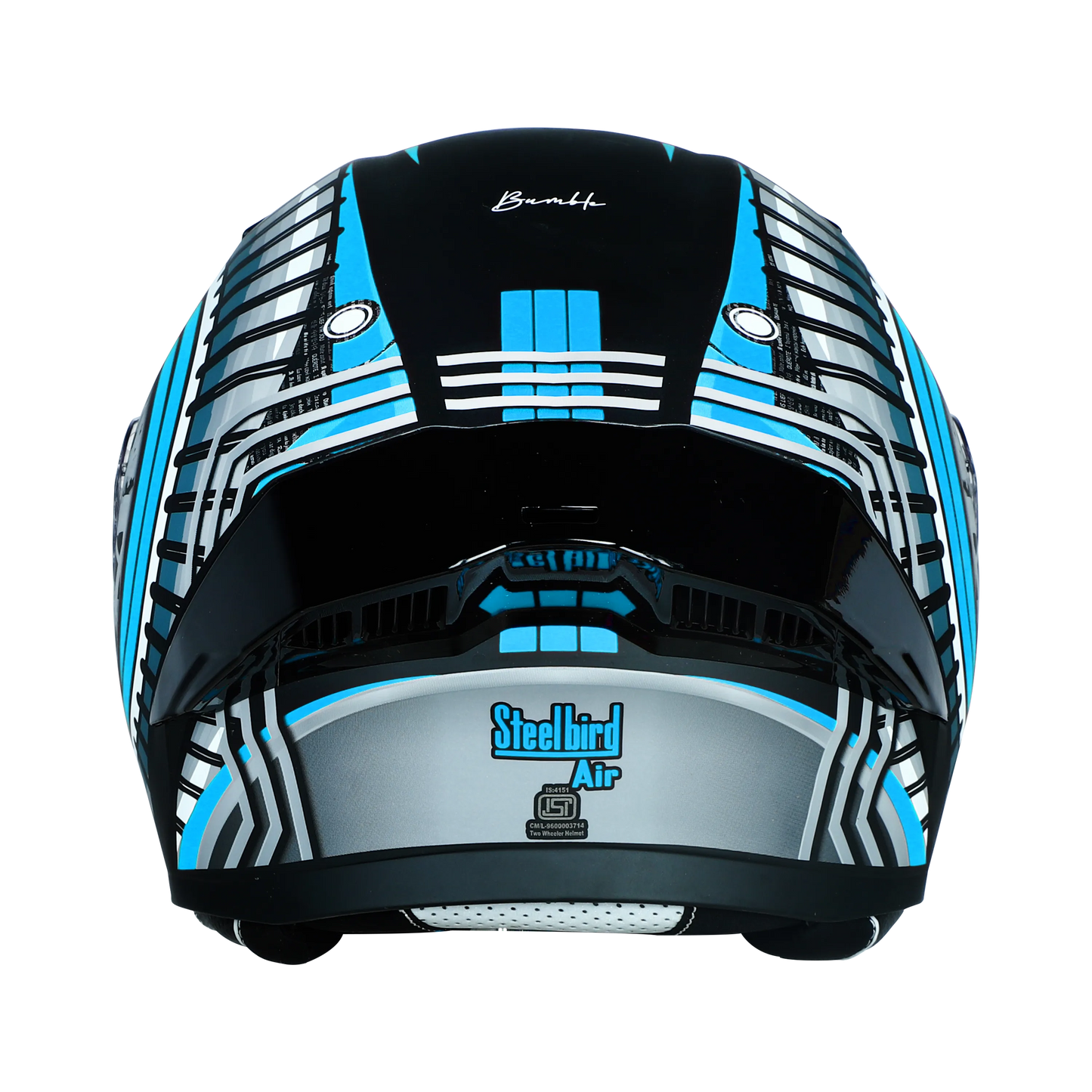 STEELBIRD Sba 20 Iss Bumble Glossy Black Jazz Blue Full Face Helmet