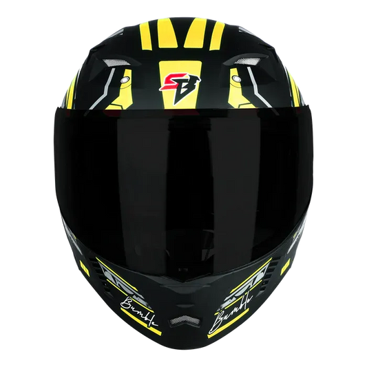 STEELBIRD Sba 20 Iss Bumble Glossy Black Neon Full Face Helmet