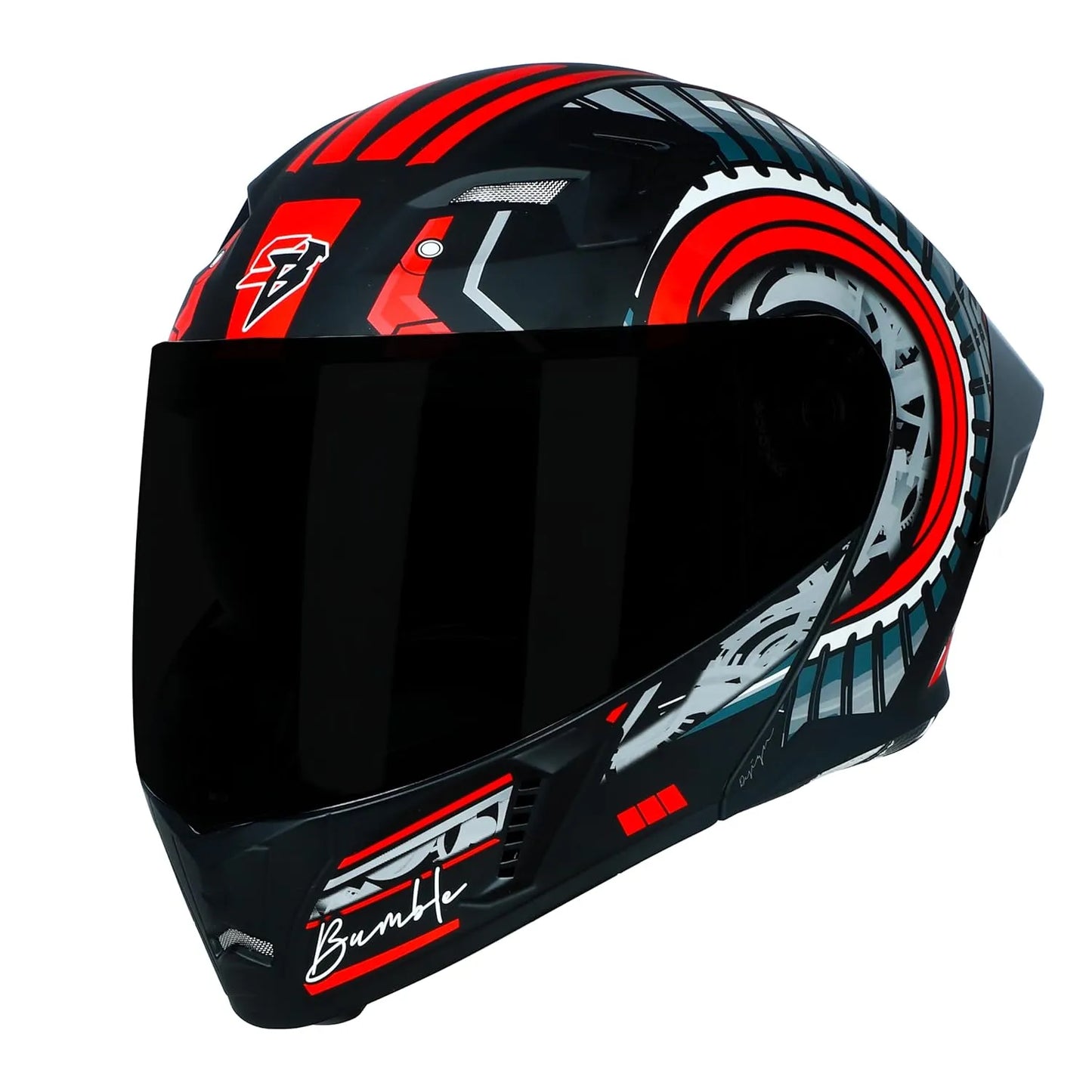 STEELBIRD Sba 20 Iss Bumble Glossy Black Red Full Face Helmet