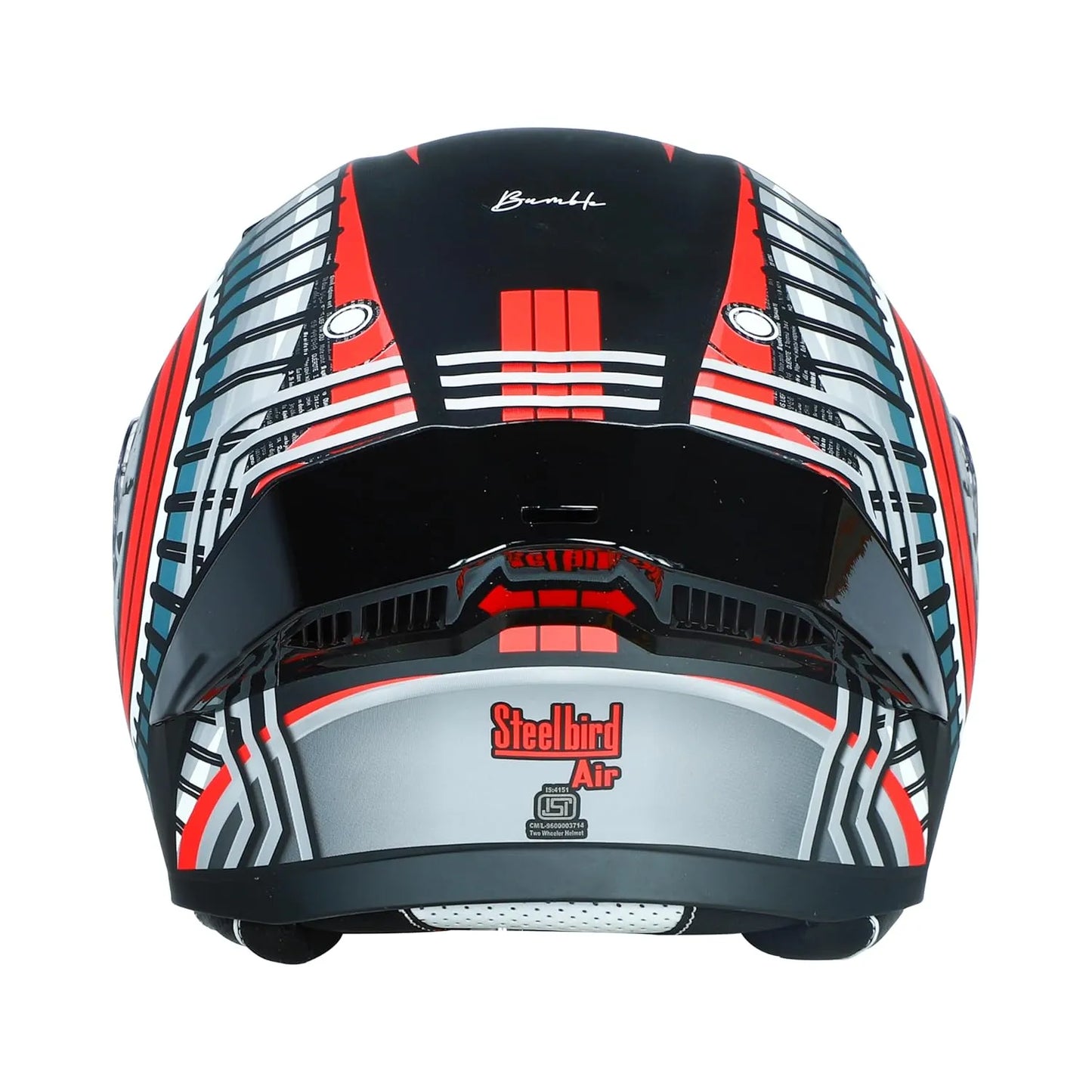 STEELBIRD Sba 20 Iss Bumble Glossy Black Red Full Face Helmet