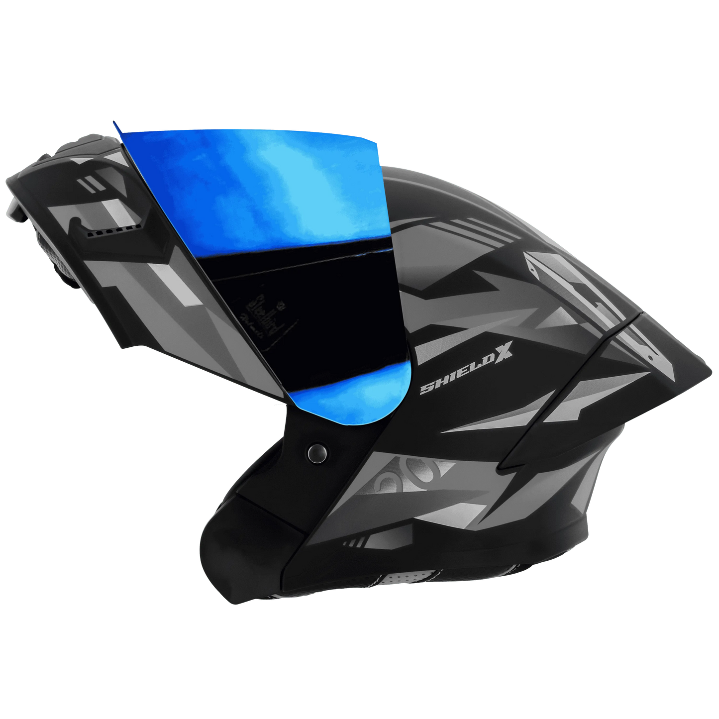 STEELBIRD Sba 20 Shield X Glossy Black Grey Flip Up Helmet
