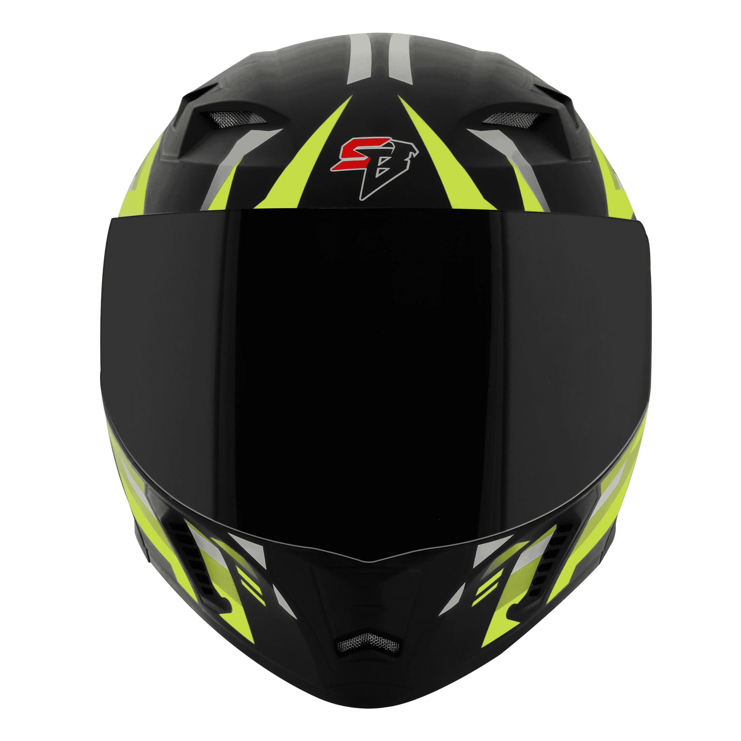 STEELBIRD Sba 20 Shield X Glossy Black Neon Full Face Helmet