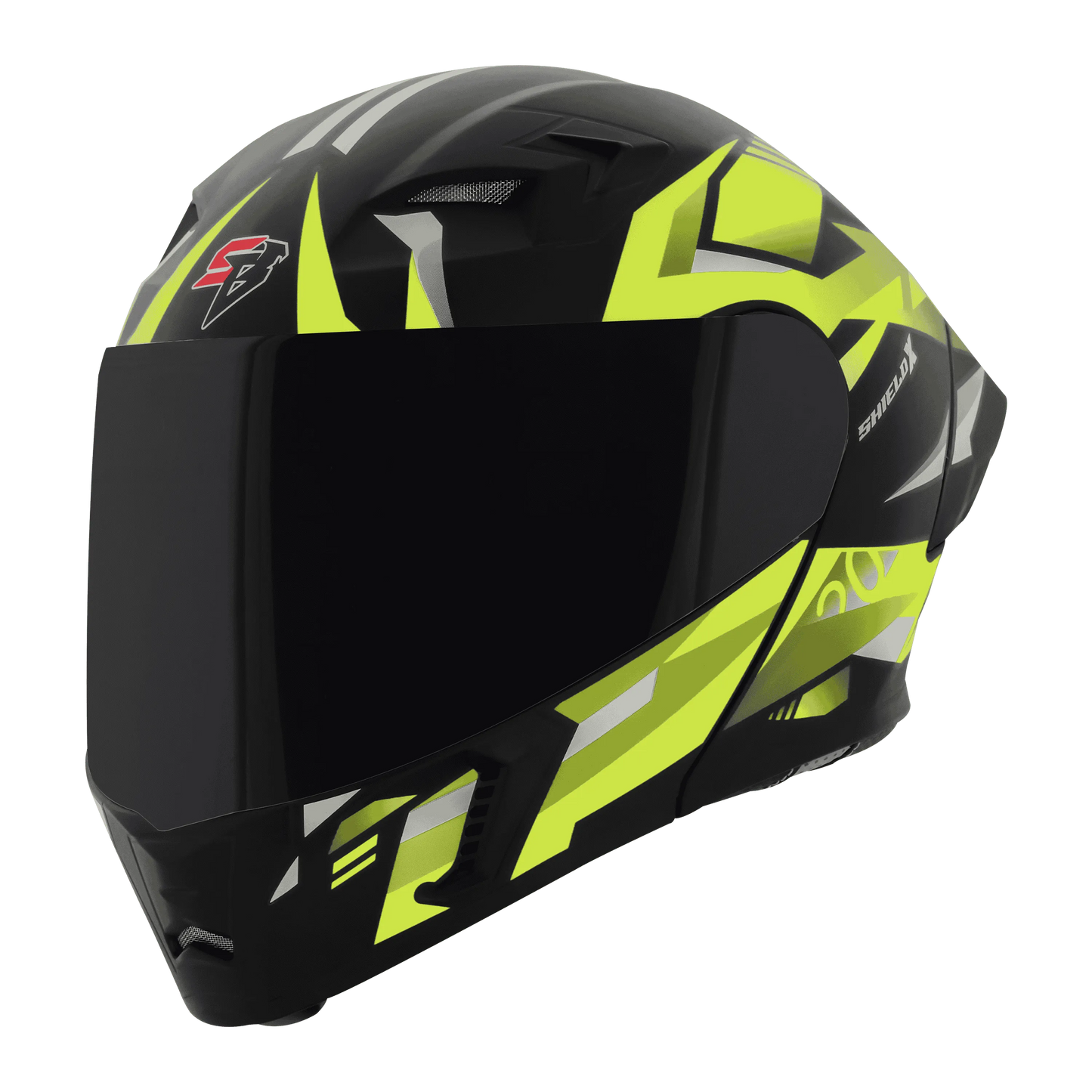 STEELBIRD Sba 20 Shield X Glossy Black Neon Full Face Helmet