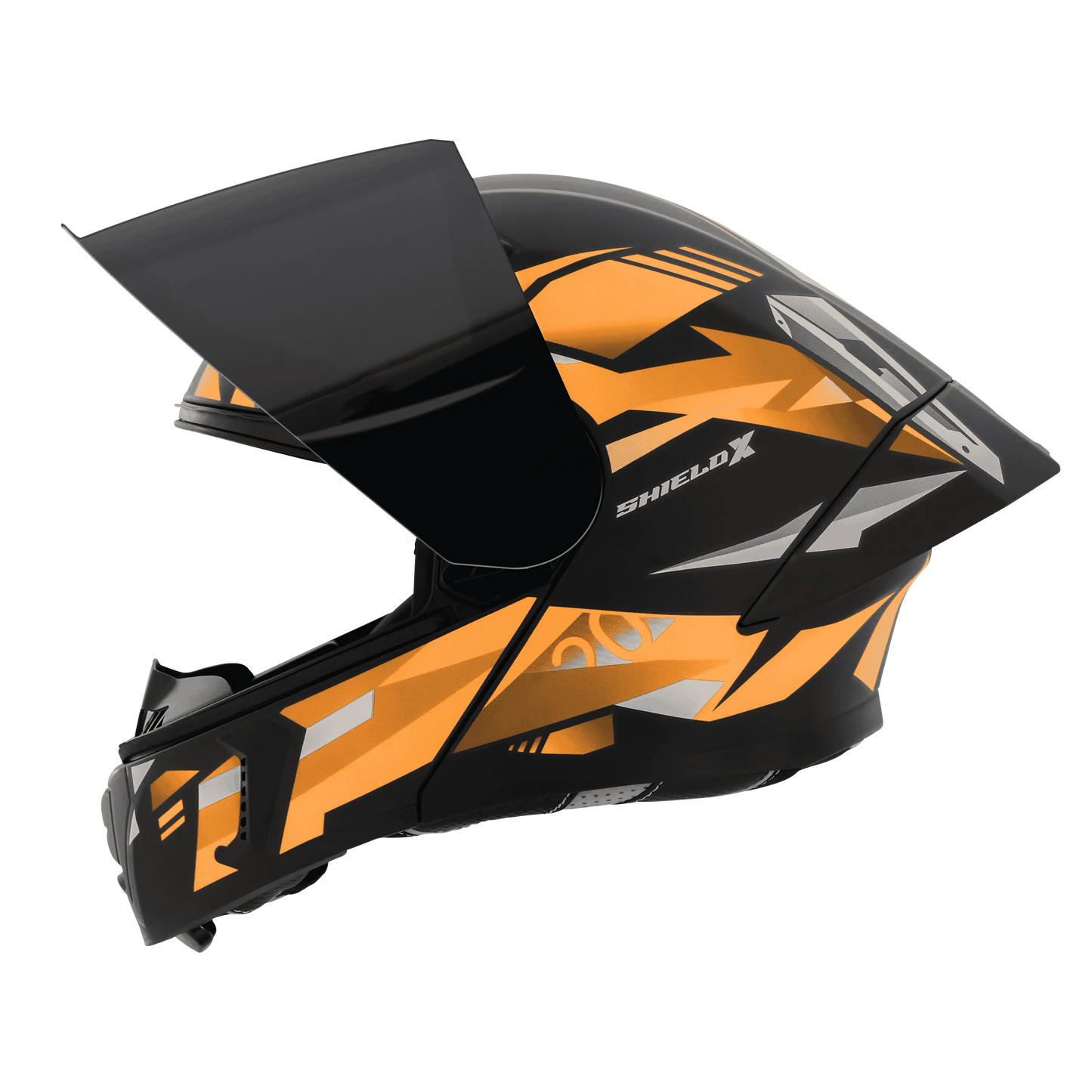 STEELBIRD Sba 20 Shield X Glossy Black Orange Flip Up Helmet