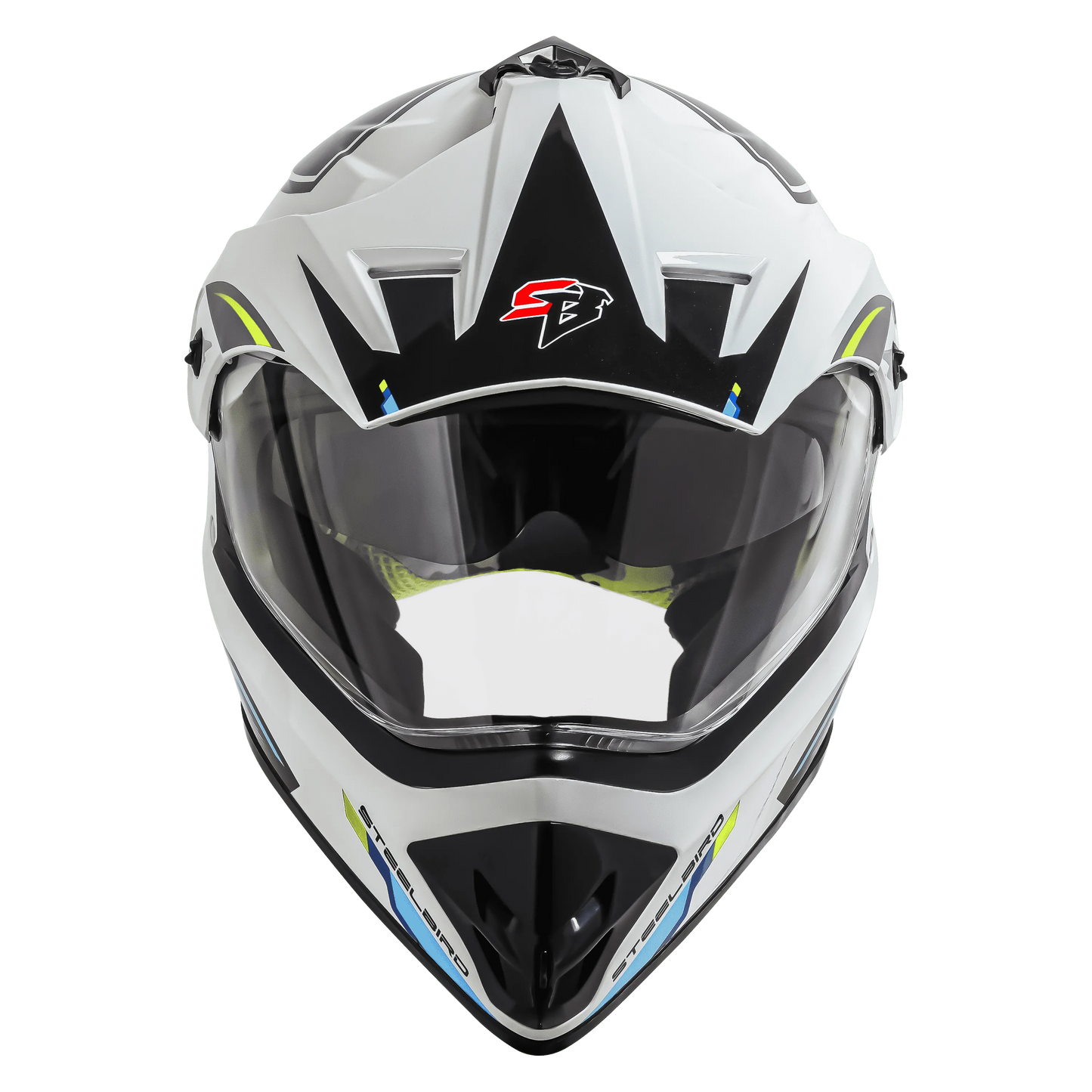 STEELBIRD Sbh 13 Iss Racer White Neon Off Road Helmet