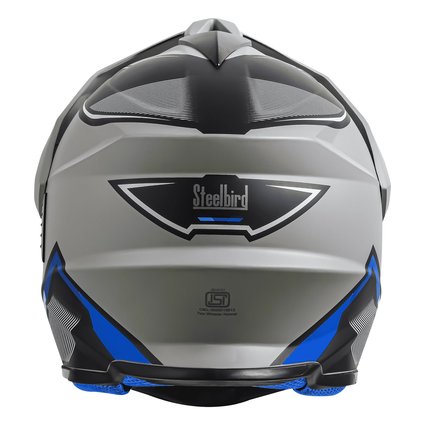 STEELBIRD Sbh 13 Racer Grey Blue Off Road Helmet