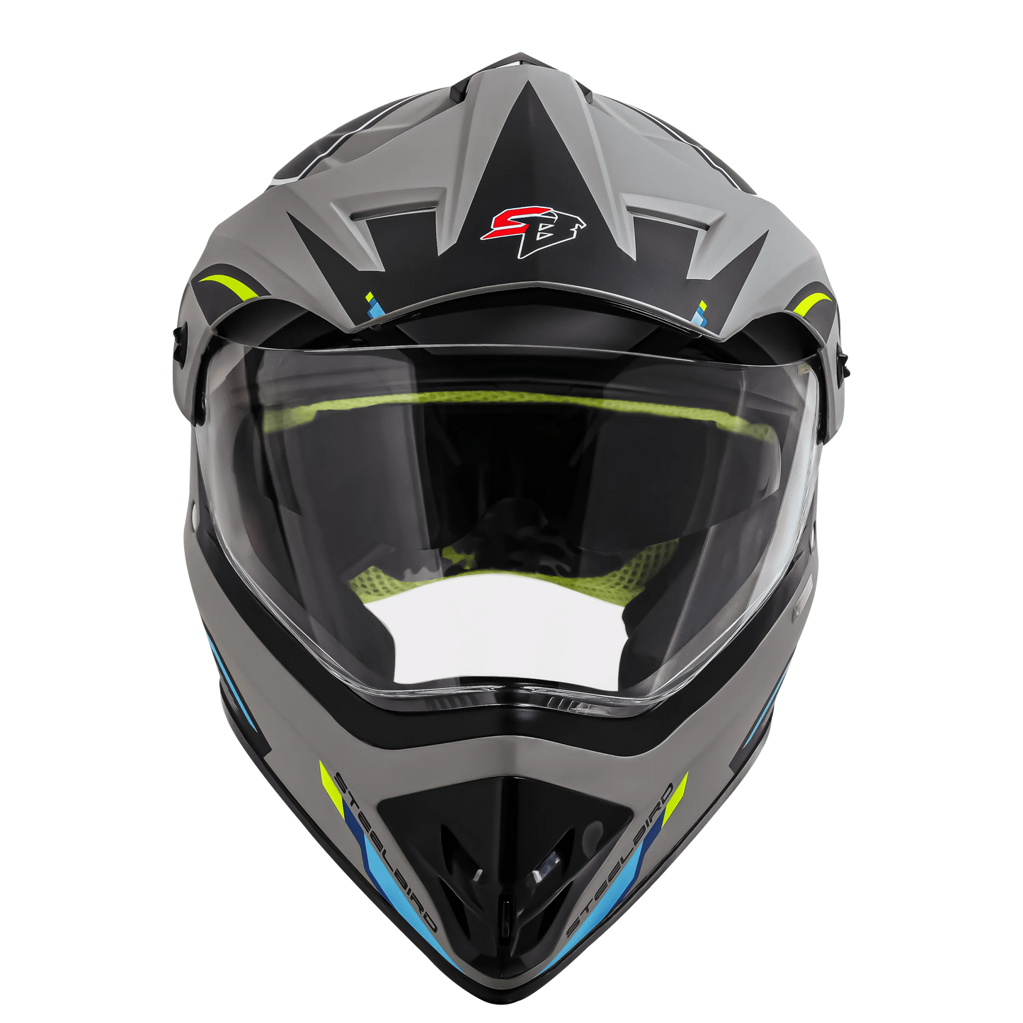 STEELBIRD Sbh 13 Racer Grey Neon Full Face Helmet