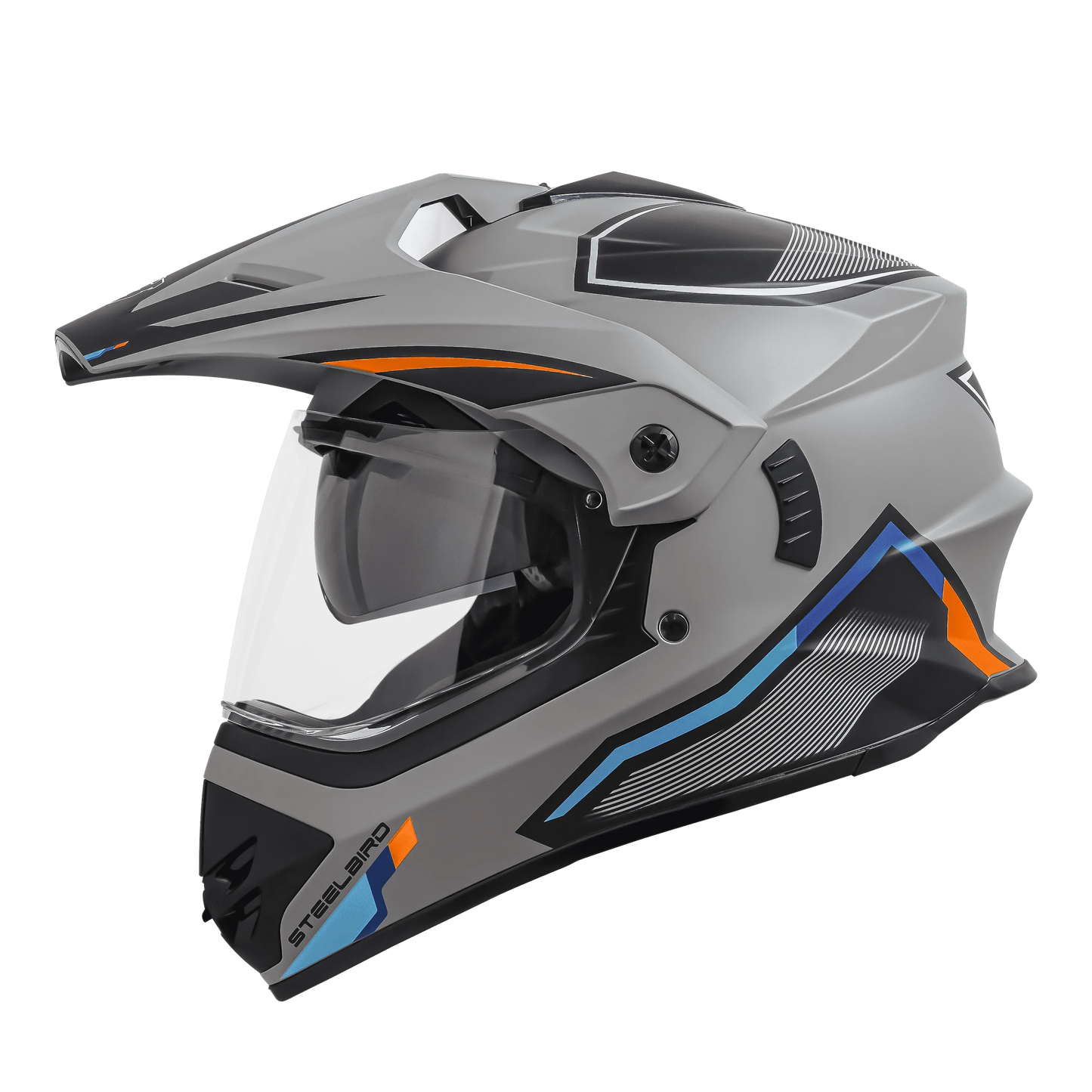 STEELBIRD Sbh 13 Racer Grey Orange Full Face Helmet