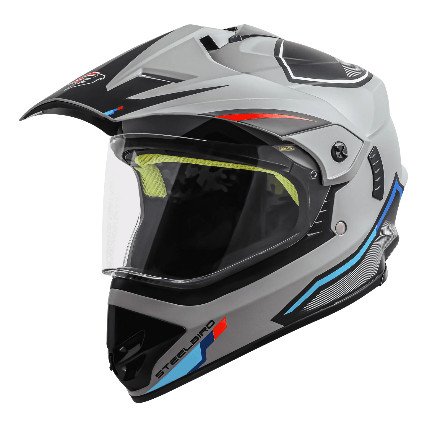 STEELBIRD Sbh 13 Racer Titanium Grey Red Off Road Helmet