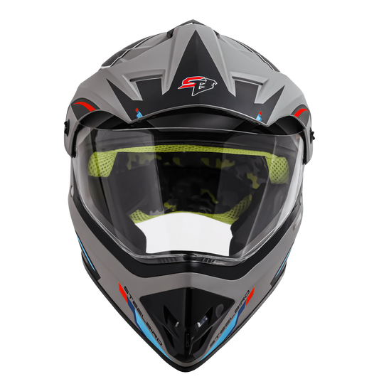 STEELBIRD Sbh 13 Racer Titanium Grey Red Off Road Helmet