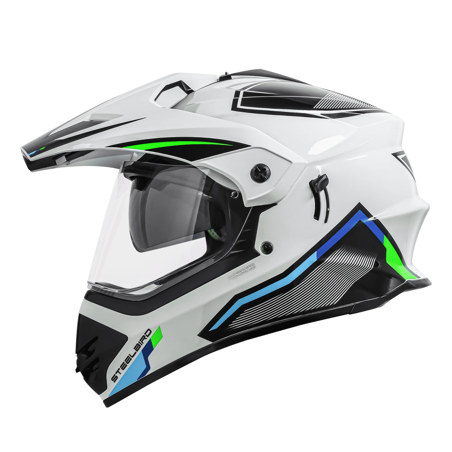 STEELBIRD Sbh 13 Racer White Green Full Face Helmet