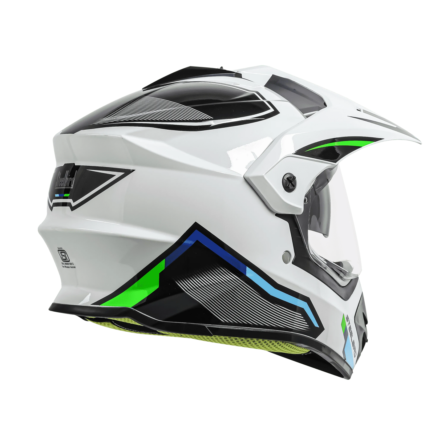 STEELBIRD Sbh 13 Racer White Green Full Face Helmet