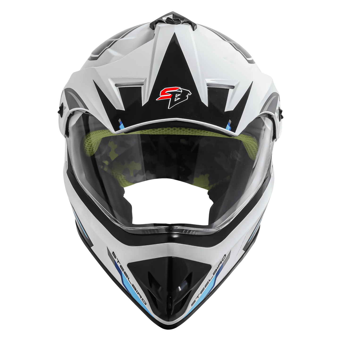 STEELBIRD Sbh 13 Racer White Grey Off Road Helmet