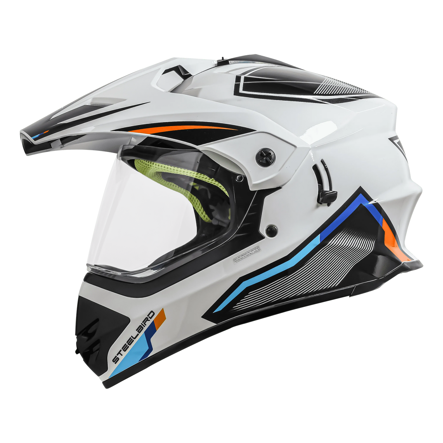 STEELBIRD Sbh 13 Racer White Orange Off Road Helmet