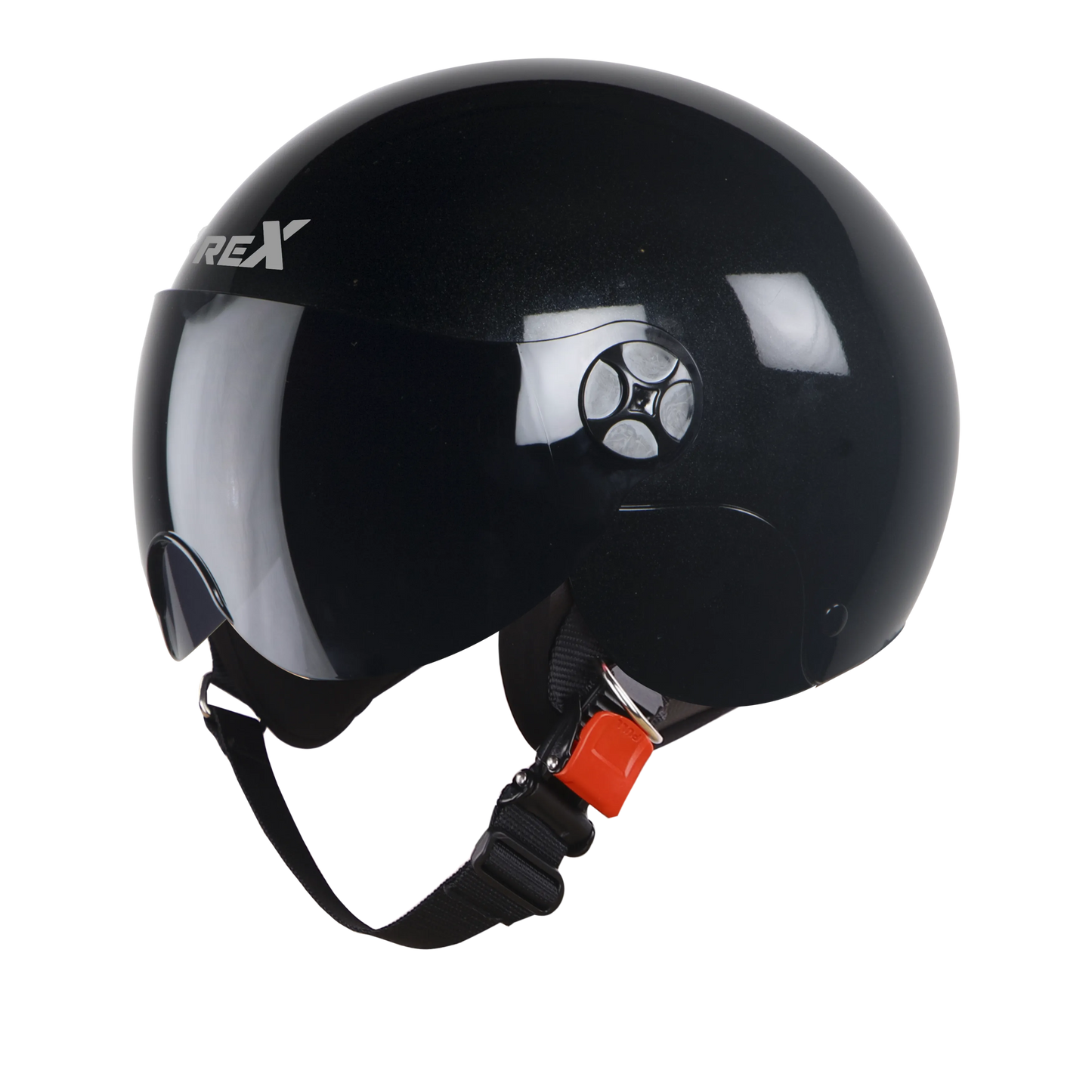 STEELBIRD Sbh 16 Rex Glossy Black Half Face Helmet