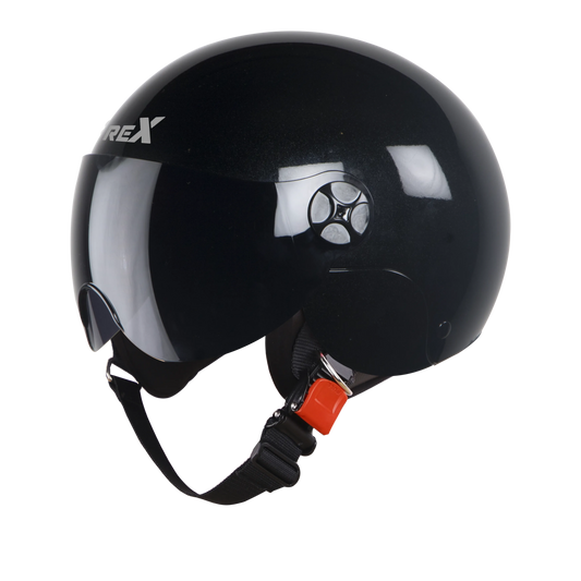 STEELBIRD Sbh 16 Rex Glossy Black Half Face Helmet