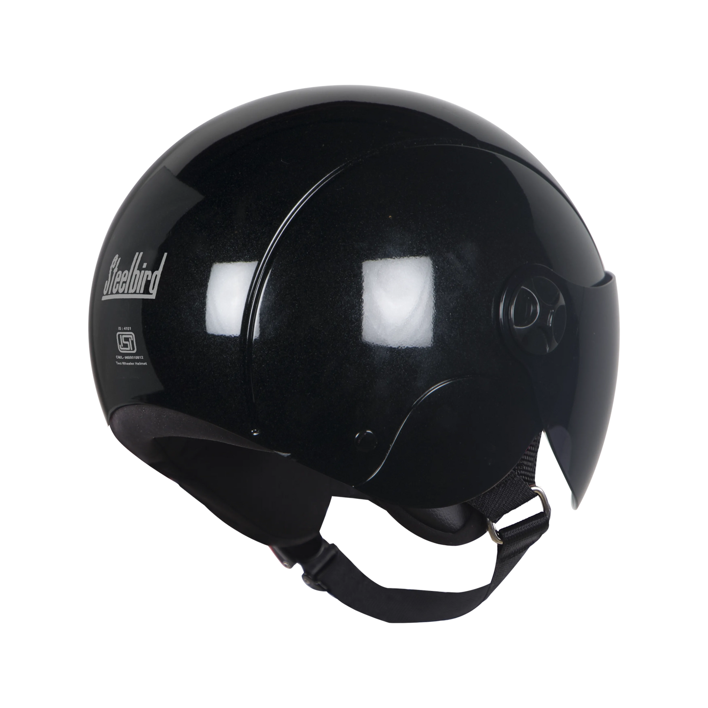 STEELBIRD Sbh 16 Rex Glossy Black Half Face Helmet