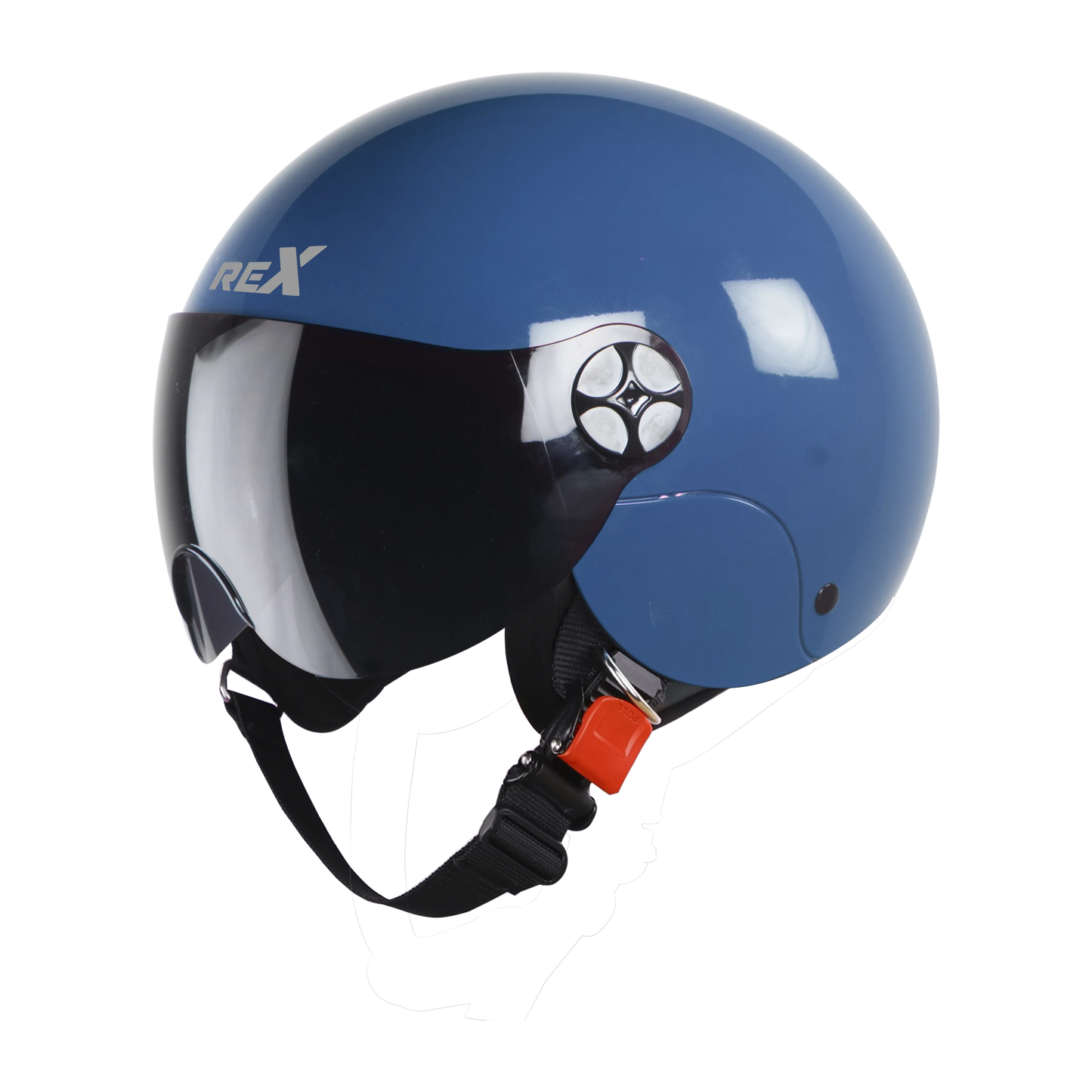 STEELBIRD Sbh 16 Rex Glossy Blue Half Face Helmet