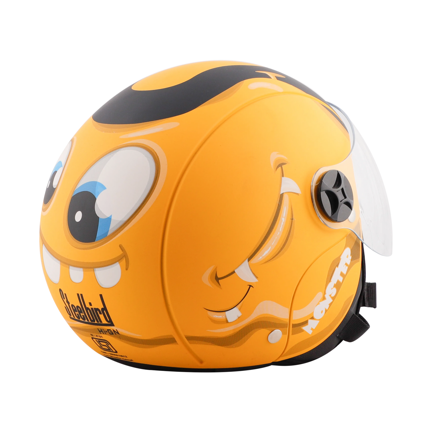 STEELBIRD Sbh 16 Skip Toad Yellow Blk Half Face Helmet