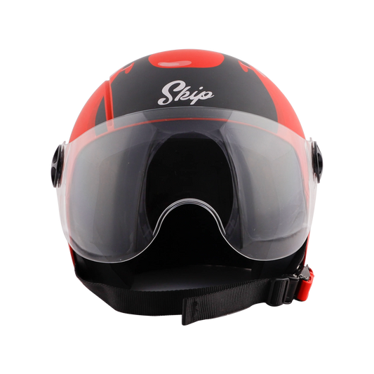 STEELBIRD Sbh 16 Toad Red Black Half Face Helmet