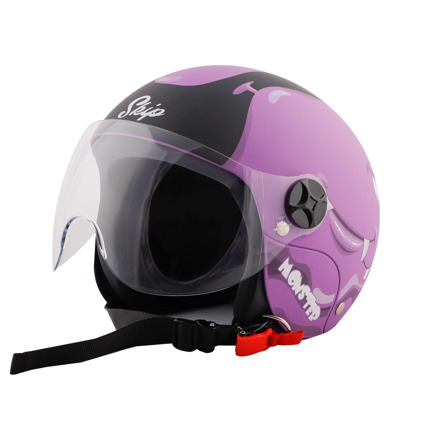 STEELBIRD Sbh 16 Toad Violet Black Half Face Helmet